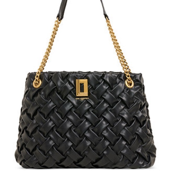 Karl Lagerfeld PARIS Tote Elegant Black Woven Handbag - Picture 8 of 8
